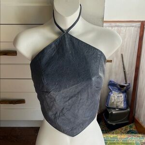 Elegant Gray Halter Crop Top